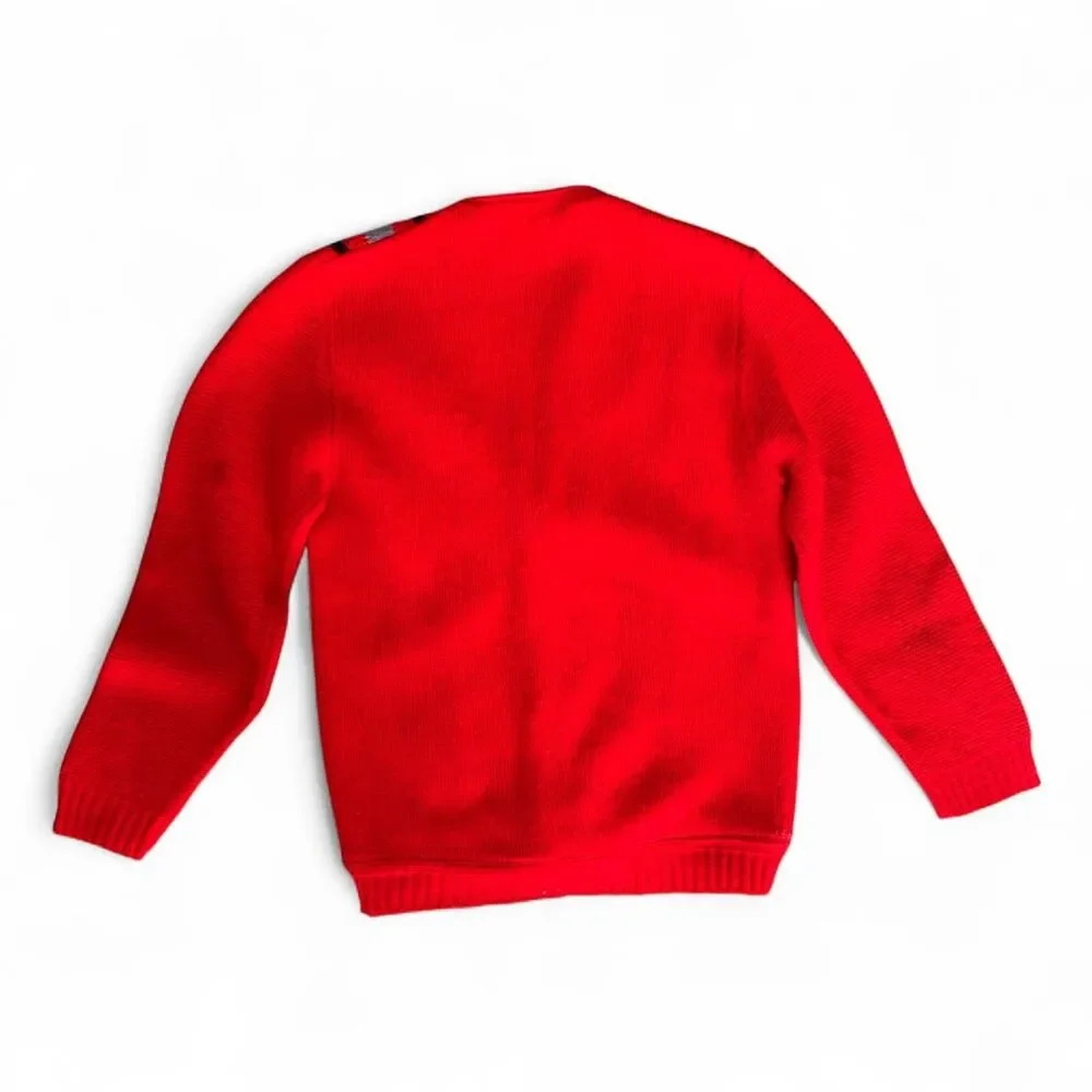 Vintage 70s kids red Cardigan sweater size 6-8 years old